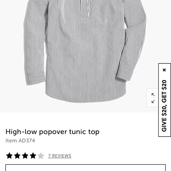 J. Crew Factory - Popover - Size Small - Black/white striped - excellent - Picture 12 of 13